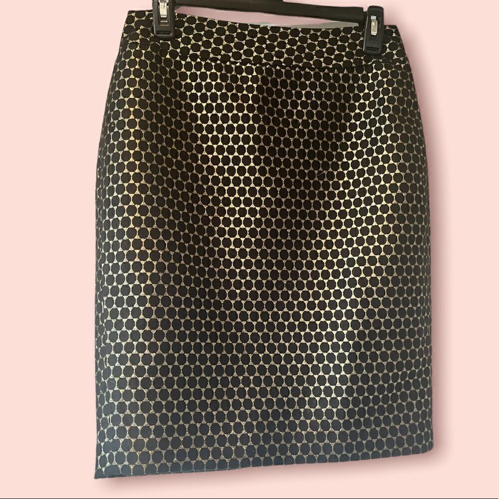 Ann Taylor Black & Gold Honeycomb Mid-length Skirt